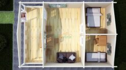 Bungalow de Madera ADONIA 6000mm х 6410mm 70mm Grosor de la Madera Vista Interior MNVEEK