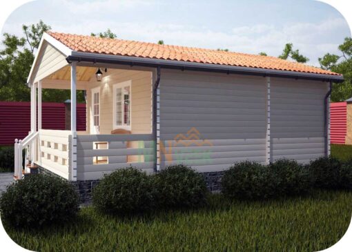 Bungalow de Madera ADONIA 6000mm х 6410mm 70mm Grosor de la Madera Vista General MNVEEK