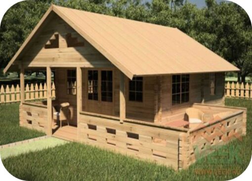 Bungalow Camping Anna6 6000mm x 6000mm 45mm Grosor de la Madera Vista General MNVEEK