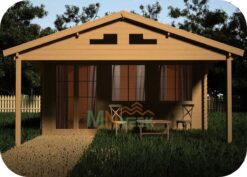 Caseta de Madera Aurora 6000mm x 5000mm + 2500mm 45mm Grosor de la Madera Vista Frontal MNVEEK