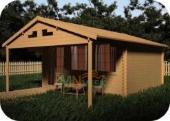 Caseta de Madera Aurora 6000mm x 5000mm + 2500mm 45mm Grosor de la Madera Vista Lateral MNVEEK