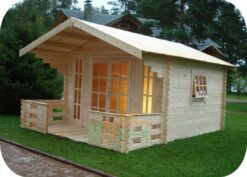 Caseta de Madera Corcega1 3800mm x 3800mm 45mm Grosor de la Madera Vista Lateral MNVEEK