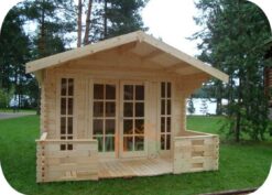 Caseta de Madera Corcega1 3800mm x 3800mm 45mm Grosor de la Madera Vista Frontal MNVEEK