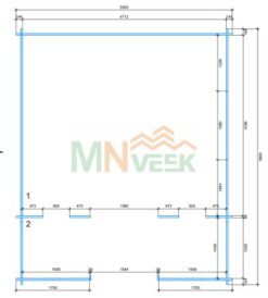 Caseta de Madera Corsega2 5000mm x 4500mm + 1500mm 45mm Grosor de la Madera Plano MNVEEK