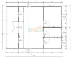 Casa de Madera DUERO 6000mm x 7740mm 70mm Grosor de la Madera Plano MNVEEK