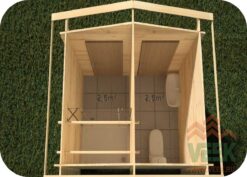 Caseta de Jardín Ducha y Baño 2600mm x 2000mm 28mm Grosor de la Madera Vista Interior MNVEEK