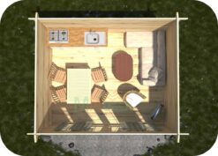 Caseta de Madera Gabi 4000mm x 4000mm 45mm Grosor de la Madera Vista Interior MNVEEK