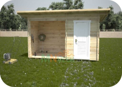 Caseta de Jardín LENA 5000mm x 2000mm 28mm Grosor de la Madera Vista Frontal MNVEEK