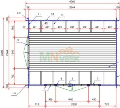 Mirador de Madera Acristalado MANOLO2 4000mm x 3000mm 28mm Grosor de la Madera Plano
