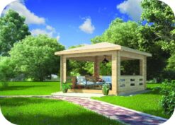 Mirador de Madera Mirasol1 4000mm x 4000mm 45mm Grosor de la Madera Vista Frontal MNVEEK