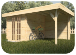 Caseta de Jardín Montecristo2 3000mm x 3500mm 28mm Grosor de la Madera Sin Suelo Techo Plano Vista General MNVEEK