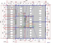 Bungalow de Madera ORCE 6000mm x 5400mm + 1500mm 45mm Grosor de la Madera Plano MNVEEK