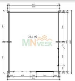 Caseta de Madera PETER 5000mm x 6000mm 70mm Grosor de la Madera Plano MNVEEK