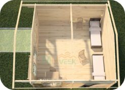 Caseta de Madera PETER 5000mm x 6000mm 70mm Grosor de la Madera Vista Interior MNVEEK