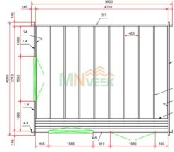 Caseta de Madera RODAS3 5000mm x 4000mm 45mm Grosor de la Madera Plano MNVEEK