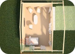 Caseta de Madera Rodas2 4000mm x 5000mm 45mm Grosor de la Madera Vista Interior MNVEEK