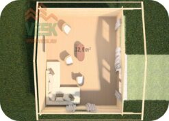 Caseta de Madera Rodas5 6000mm x 6000mm 45mm Grosor de la Madera Vista Interior MNVEEK