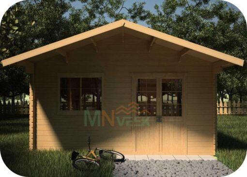 Caseta de Madera Rodas5 6000mm x 6000mm 45mm Grosor de la Madera Vista Frontal MNVEEK