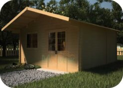 Caseta de Madera Rodas5 6000mm x 6000mm 45mm Grosor de la Madera Vista Lateral MNVEEK