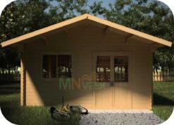 Caseta de Madera Rodas6 con WC 6000mm x 6000mm 45mm Grosor de la Madera Vista Frontal MNVEEK