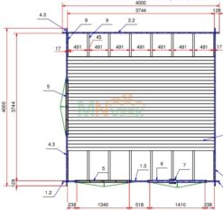 Mirador de Madera Acristalado SANCHO2 4000mm x 4000mm 28mm Grosor de la Madera Plano