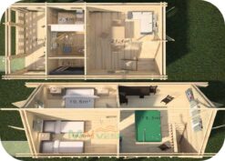 Casa de Madera Turku 6000m x 8000m 70mm Grosor de la Madera 2Plantas Vista Interior MNVEEK