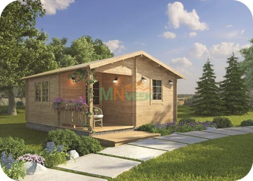 Bungalow de Madera Cadiz 5500mm x 6000mm 45mm Grosor de la Madera Vista General Mnveek