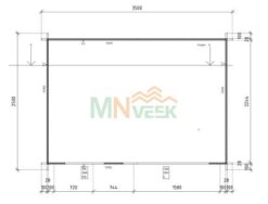 Caseta de Jardín AGATA 3500mm x 2500mm 28mm Grosor de la Madera Plano MNVEEK