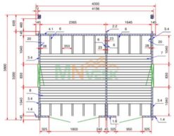 Caseta de Jardín ALMACEN1 4100mm x 3000mm 45mm Grosor de la Madera Plano MNVEEK