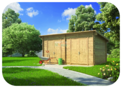 Caseta de Jardín Almacen3 5600mm x 3100mm 28mm Grosor de la Madera Vista Frontal MNVEEK