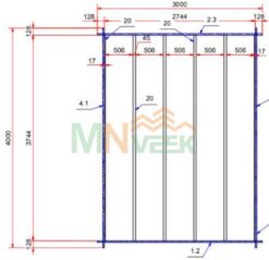 Caseta de Jardín CLARA3 3000mm x 4000mm 28mm Grosor de la Madera Plano MNVEEK
