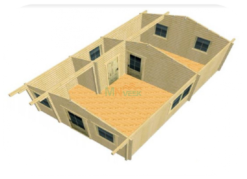 Casa de Madera Corfu3 70mm Grosor de la Madera Vista Interior MNVEEK