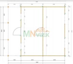 Bungalow de Madera MENORCA 6000mm x 5400mm 45mm Grosor de la Madera Plano MNVEEK