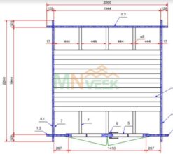 Caseta de Jardín MERY 2200mm x 2200mm 28mm Grosor de la Madera Plano MNVEEK