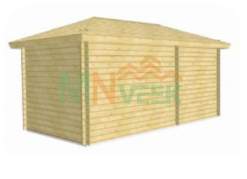 Caseta de Jardín Rosa 3500mm x 5500mm 28mm Grosor de la Madera Vista Lateral MNVEEK