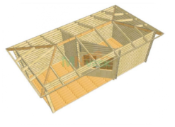 Caseta de Jardín Rosa 3500mm x 5500mm 28mm Grosor de la Madera Vista Interior MNVEEK