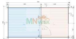 Caseta de Madera TINEO_3000mm x 5800mm 45mm Grosor de la Madera Plano MNVEEK