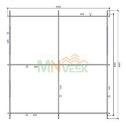 Caseta de Madera TOLO 6000mm x 6000mm 45mm Plano MNVEEK