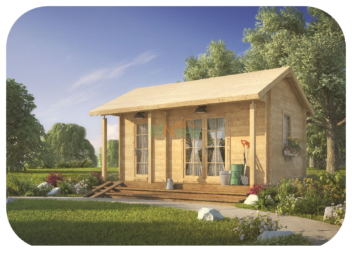 Bungalow de Madera Antonia 45mm Grosor de la Madera Vista Frontal MNVEEK