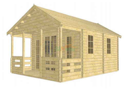 Bungalow de Madera Sils1 45mm Grosor de la Madera Vista Frontal MNVEEK