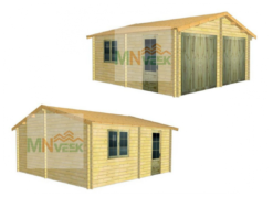 Garaje de Madera Toba1 Vista General con 2 Puertas MNVEEK