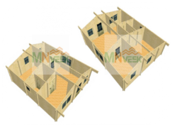 Casa de Madera Corfu4 70mm Grosor de la Madera Vista Interior MNVEEK