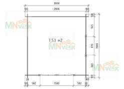 Casa de Jardin Capri 3000mm x 3000mm 28mm_plano_MNVEEK