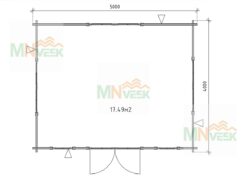 Caseta de Madera Fons 5000mm x 4000mm 45mm plano mnveek