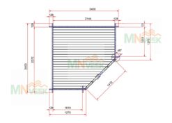 Caseta de jardin Elba 2400mm x 2400mm 28mm plano mnveek