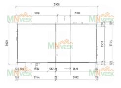Caseta de Jardín Caledonia1 3000mm + 3000mm x 3000mm 28mm Grosor de la Madera Plano MNVEEK