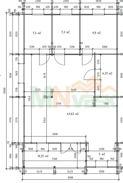 Casa de madera Cartagena de 104 m2 tres habitaciones - Imagen 4